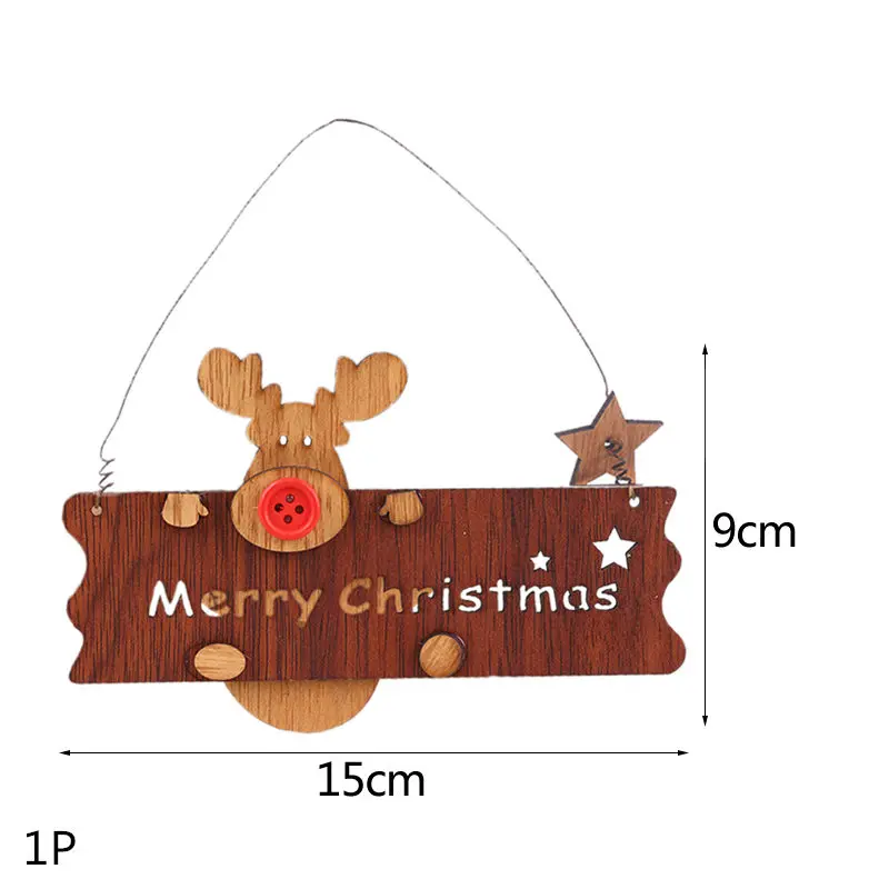 1P-399-B01 Multi Style Christmas Wooden Pendant Creative Wood Craft Ornaments DIY Chriatmas Tree Hanging Decoration Xmas Gift Supplies - Цвет: 1P-399-B01