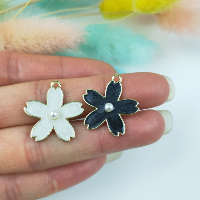 6pcs 13*24mm Alloy Enamel Flower Charms for Jewelry Making Alloy Charms  Pendants Fit Necklaces Earrings DIY Crafts - AliExpress