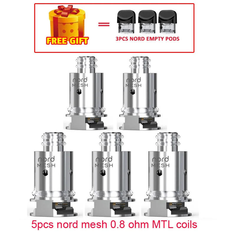 0.8 mesh MTL coil Smok Nord Pod vape комплект с аккумулятором 1100 мАч 3 мл картридж сетка спиральная электронная сигарета Vape pod Kit vs SMOK novo - Цвет: 0.8 mesh MTL coil