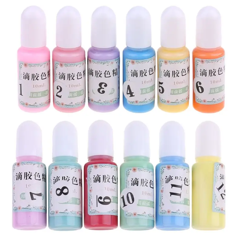12 Bottles Liquid Macaron Candy Color Resin Pigment Dye Resin Epoxy Jewelry DIY