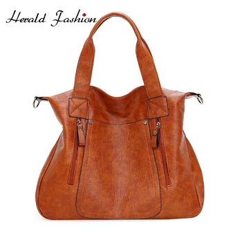 

Fashion Leather High Capacity Women HandleBag Elegant Simple Style Shoulder Bag Famous Designer Travel Vintage Ladie Casual Tote