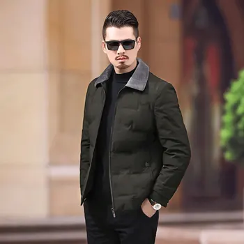 

Down Winter Coat Duck Lamb Fur Collar Puffer Jacket Men Korean Warm Parka Doudoune Homme 4006 YY1407