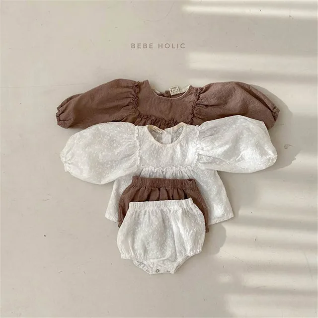 Ensemble de vêtements vintage en dentelle brodée pour filles, combinaison à manches longues printemps-automne pour bébés et tout-petits, tenue pour enfants 1