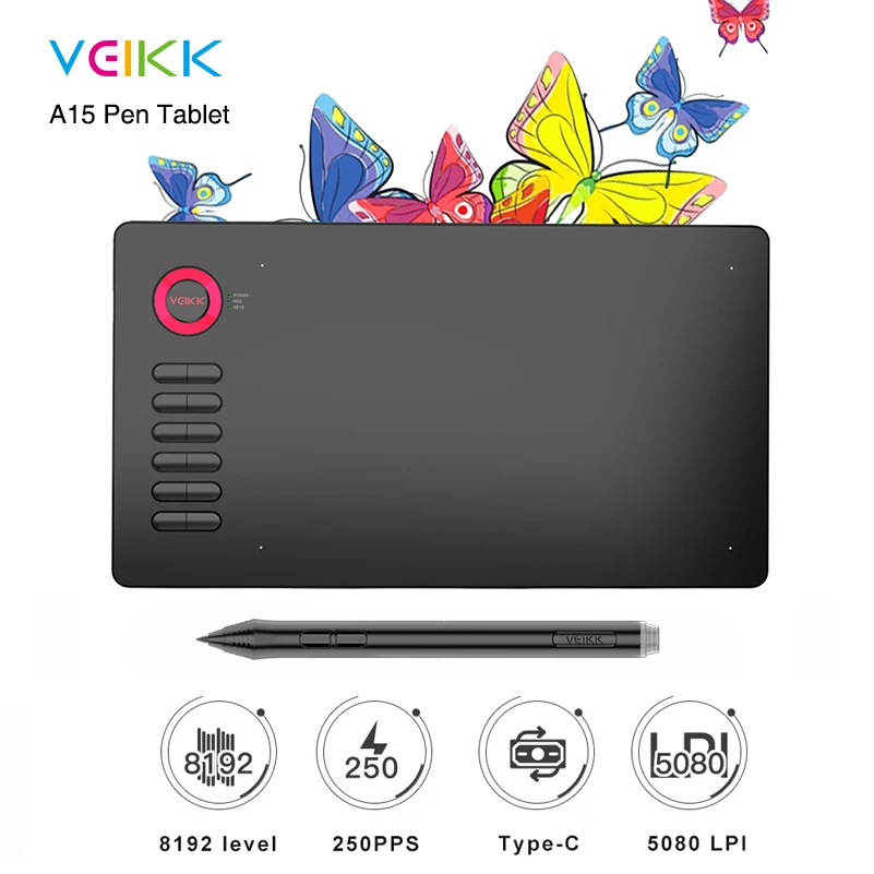 8192 уровней ручка без батареи 5080DPI 250PPS цифровая 10 дюймовый планшет для рисования и