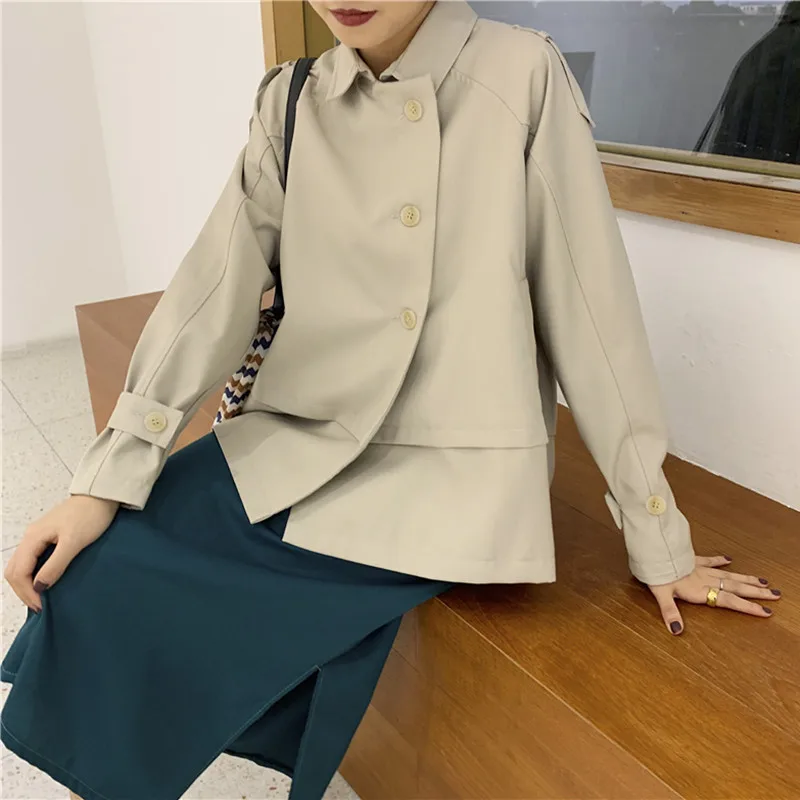 

Alien Kitty 2020 New Spring Fashion Short Trench Coat Female Windbreaker Women Autumn Casual Trench Office Lady Coats Outwear