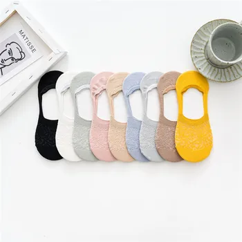 

New Summer Fashion Women Girls Summer Socks Style Hollow Mesh Short Sock Silicone Antiskid Invisible Ankle Socks