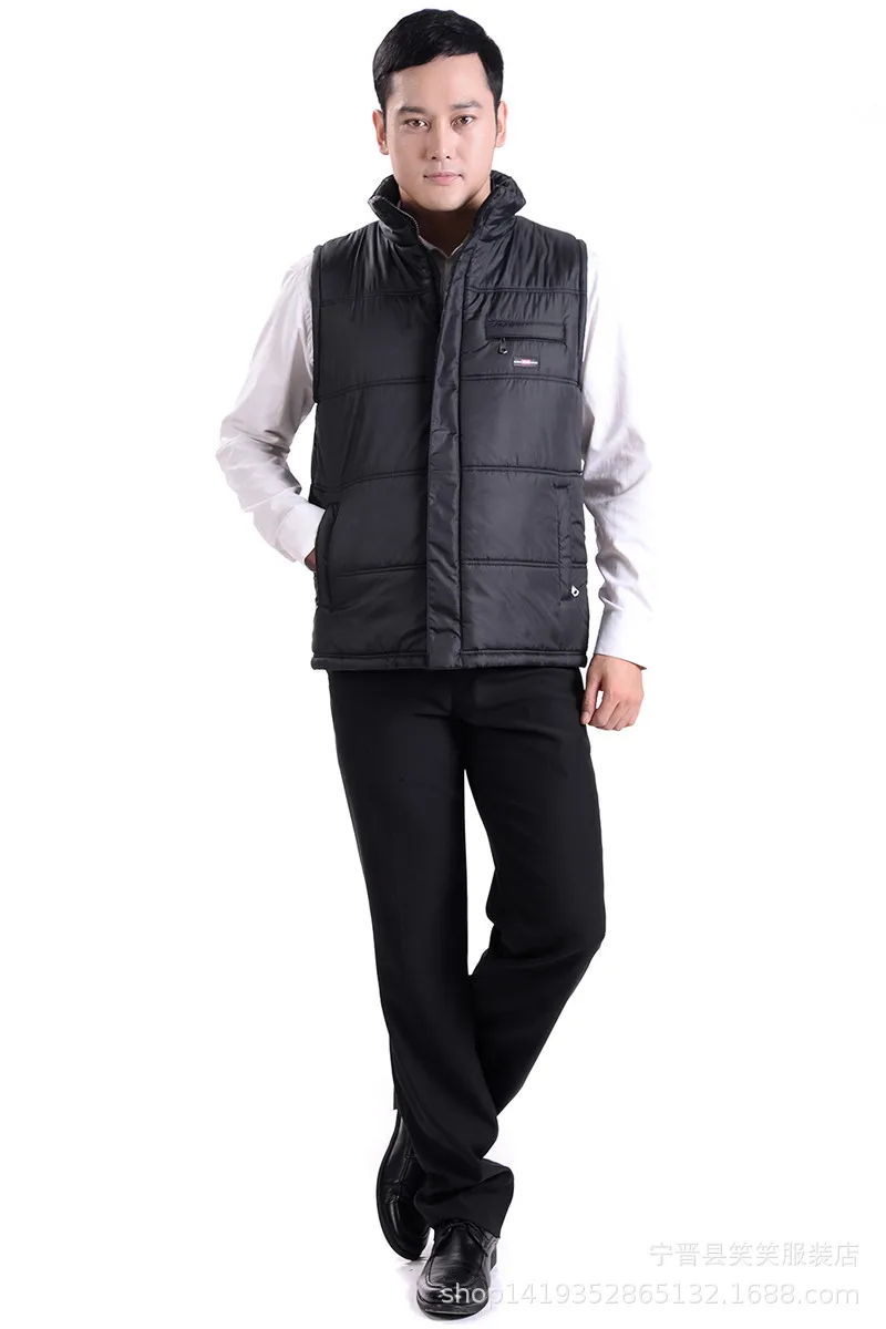Middle-aged Men New Style Spring And Autumn Waistcoat down Feather Cotton Waistcoat Men's Stand Collar Casual Waistcoat