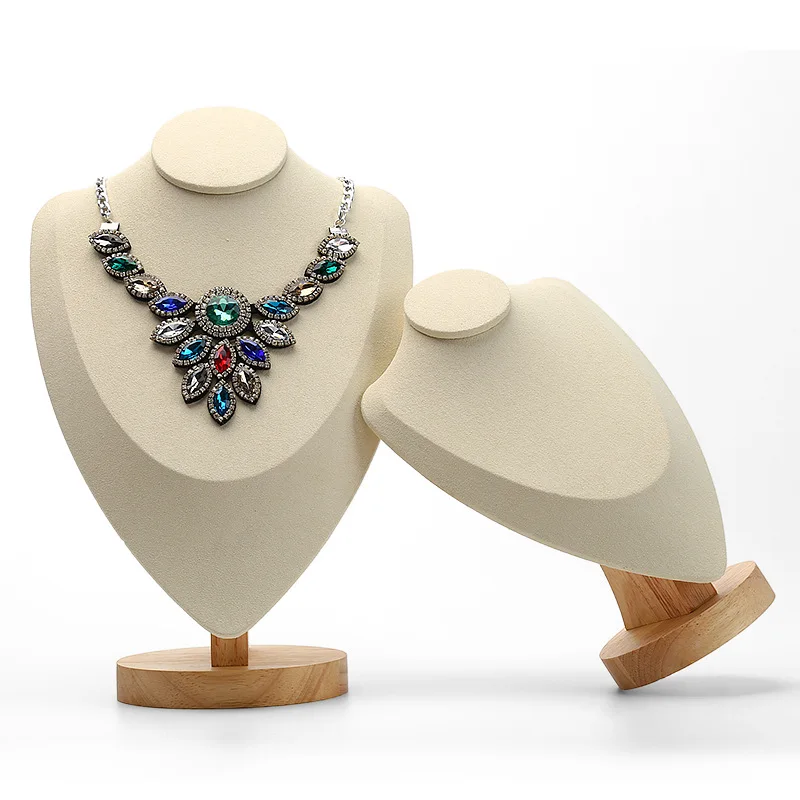 Solid wood Korean creative jewelry portrait neck props, jewelry necklace shelf, wooden jewelry display stand