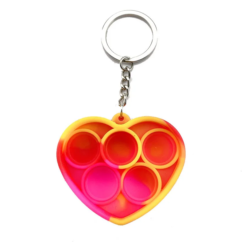 Mini Unicorn Shaped Push Popit Toy Fidget Cartoon Keychain Pop It