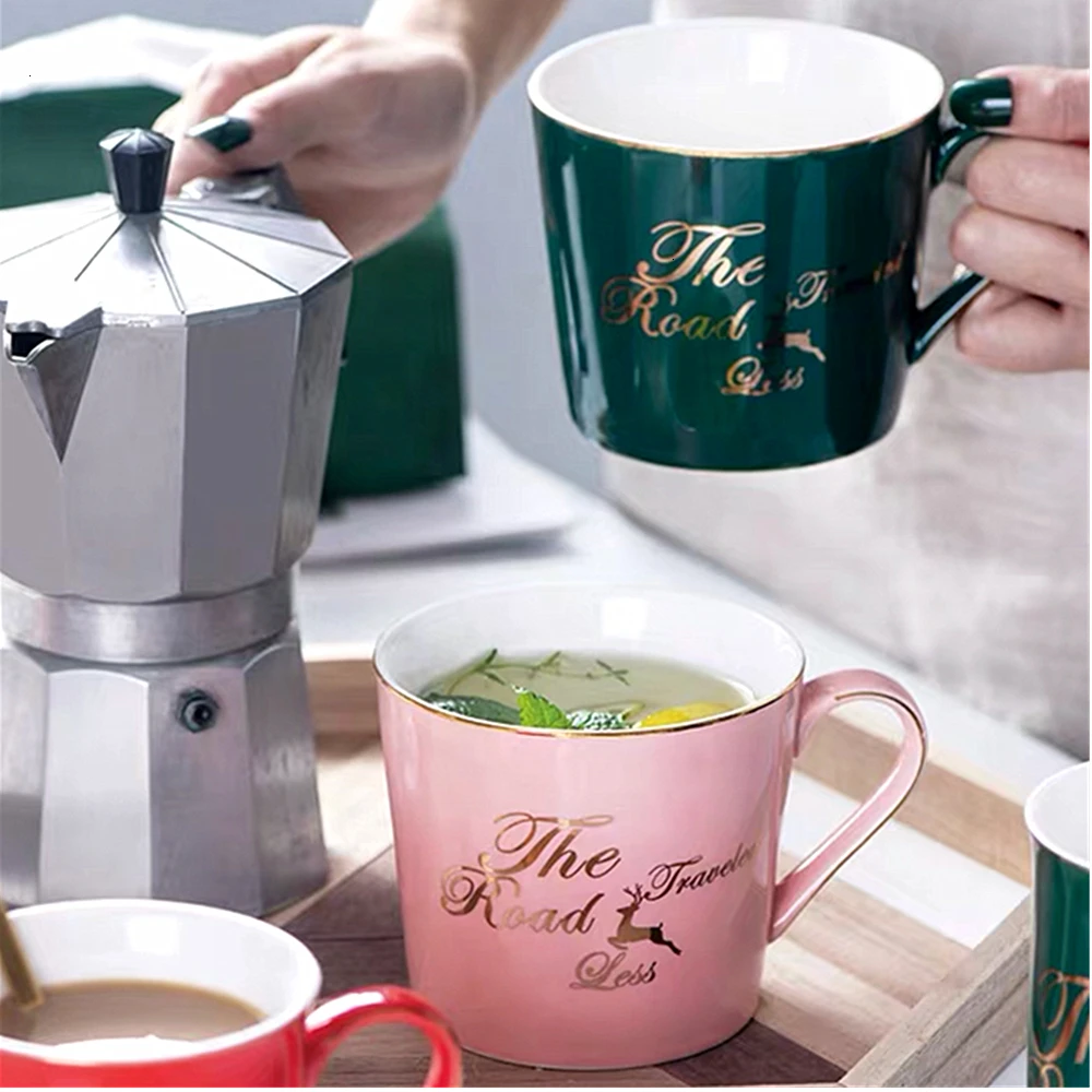 Europe Coffee Mugs Creative Milk Tea Cup Breakfast Drinkware  Couple Mugs Valentine's Day Wedding Birthday Gift (4)