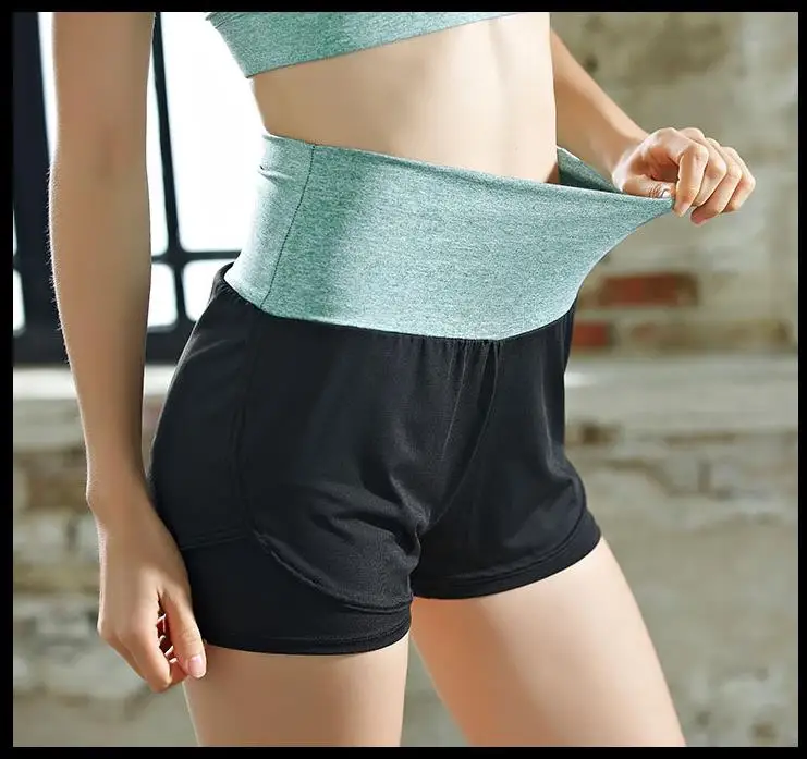 Женские короткие обтягивающие спортивные шорты для йоги с высокой талией, облегающие повседневные спортивные шорты для бега, эластичные шорты для бега с высокой талией