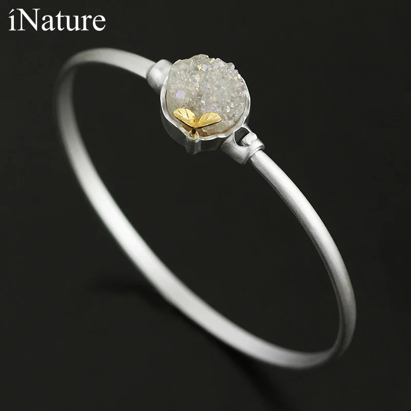 INATURE Natural Rainbow Crystal Bracelets for Women 925 Sterling Silver Bangles Jewelry | Украшения и аксессуары