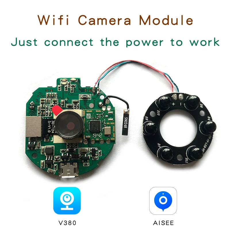 

WiFi Camera module PCBA Semi-Finished DIY Motherboard mini spy hidden Security HD with APP V380 pro Remote Monitoring AP hotspot