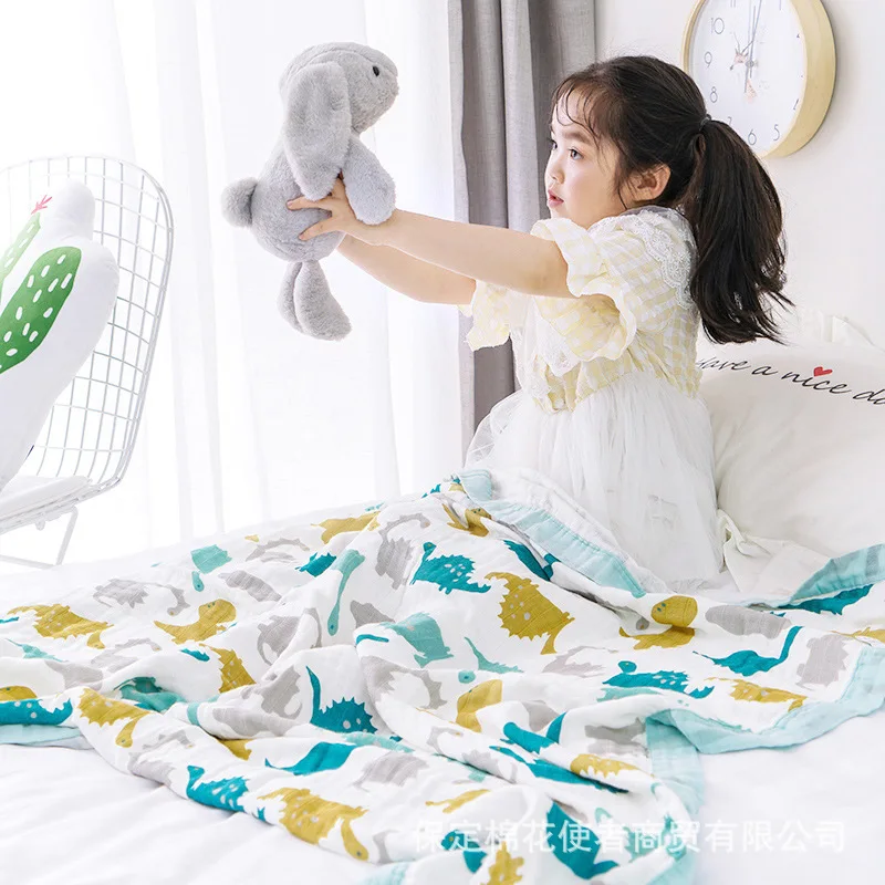 

Hot Selling Four Layer Bamboo Fabric Gauze Blanket Children's Quilt Jacquard Newborns Baby Large Rims Bath Towel