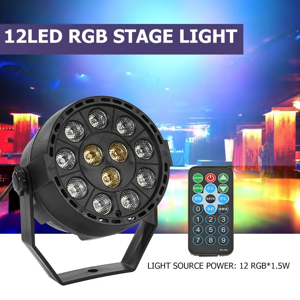 

12LED RGB DJ Disco Stage Light KD-USB IP44 Waterproof Wedding KTV Bar Club Par Lamp Projector with Remote Control US/EU