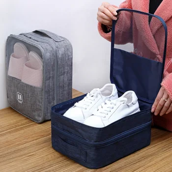 

Shoe Clothes storage bag waterproof zipper double - layer dry and wet separate shoe box Travel luggage organizer