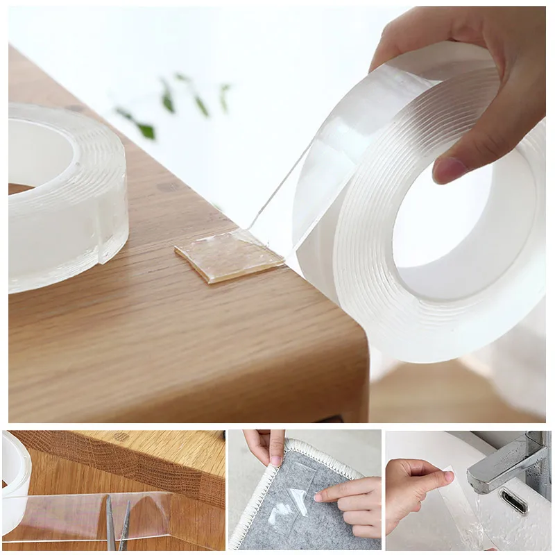 

1M/3M/5M Nano Tape Double Sided Tape Transparent No Trace Reusable Waterproof Adhesive Tape Cleanable Home gekkotape