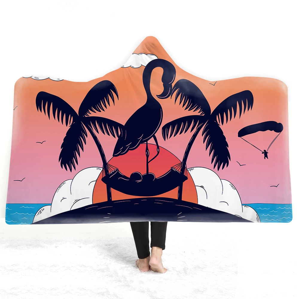 

100% Microfiber Child Blanket Household Soft Blanket Cute Flamingo Animal Blanket Beach Trip Comfortable Blanket