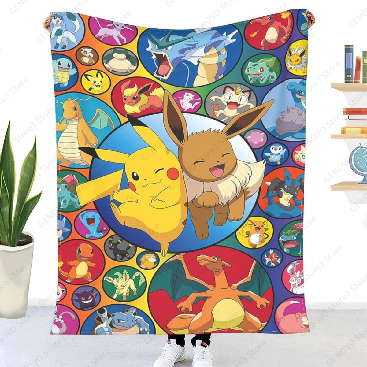 3D-Printeds Blanket Pokemon Bikachu/ Flannel Bed Throw Soft Cartoon Printed Bedspread Sofa Gifts for Children | Дом и сад