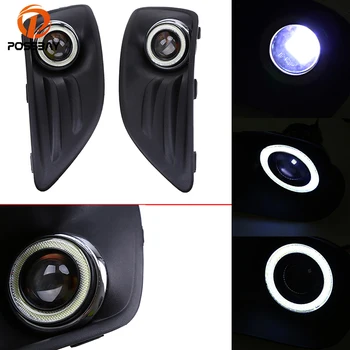 

POSSBAY Car White Angel Eyes Fog Lights Daylight Front LED Foglamps for Ford Fiesta Hatchback/Sedan 2014 2015 2016 Facelift