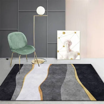 

Modern Nordic Luxury Black Gray Carpet Geometry Living Room Bathroom Carpet Floor The Bedroom Kitchen For Anti-slip Rugs Mat