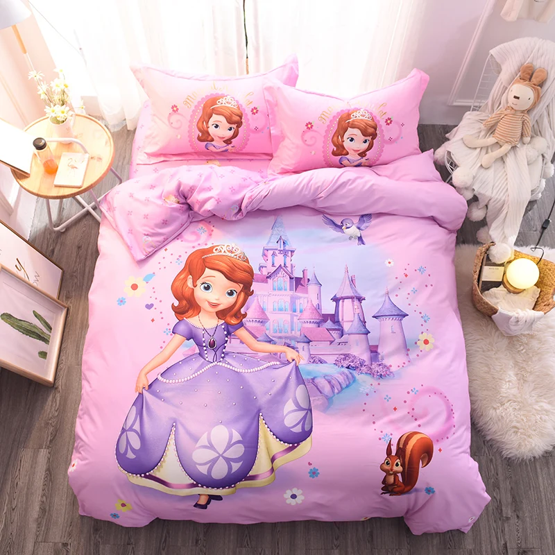 Disney для Золушки, на день рождения, комплект хлопкового постельного белья: пододеяльник, простынь, наволочки для подушек «king», «queen» односпальная кровать комплект постельного белья - Цвет: lanfeichengbao