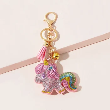 

Creative Cartoon Unicorn Korean Velvet Keychain Pendant Girl Bag Tassel Pendant Cross Border
