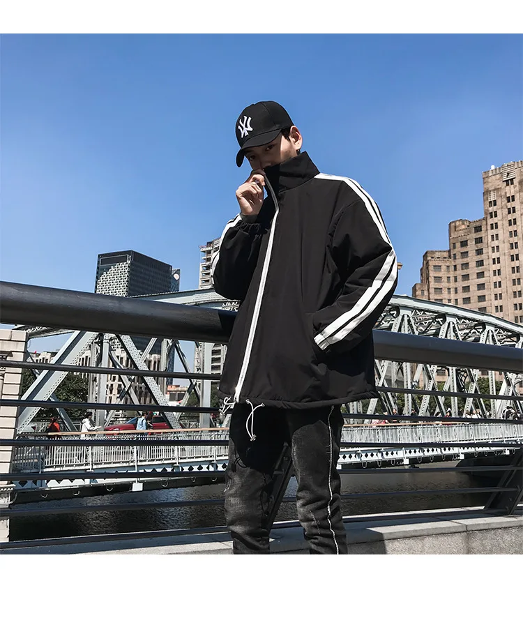 Winter New Style Men Printed Loose-Fit Stand Collar Long Sleeve Cotton-padded Clothes Japanese-style Teenager Thick Coat Me