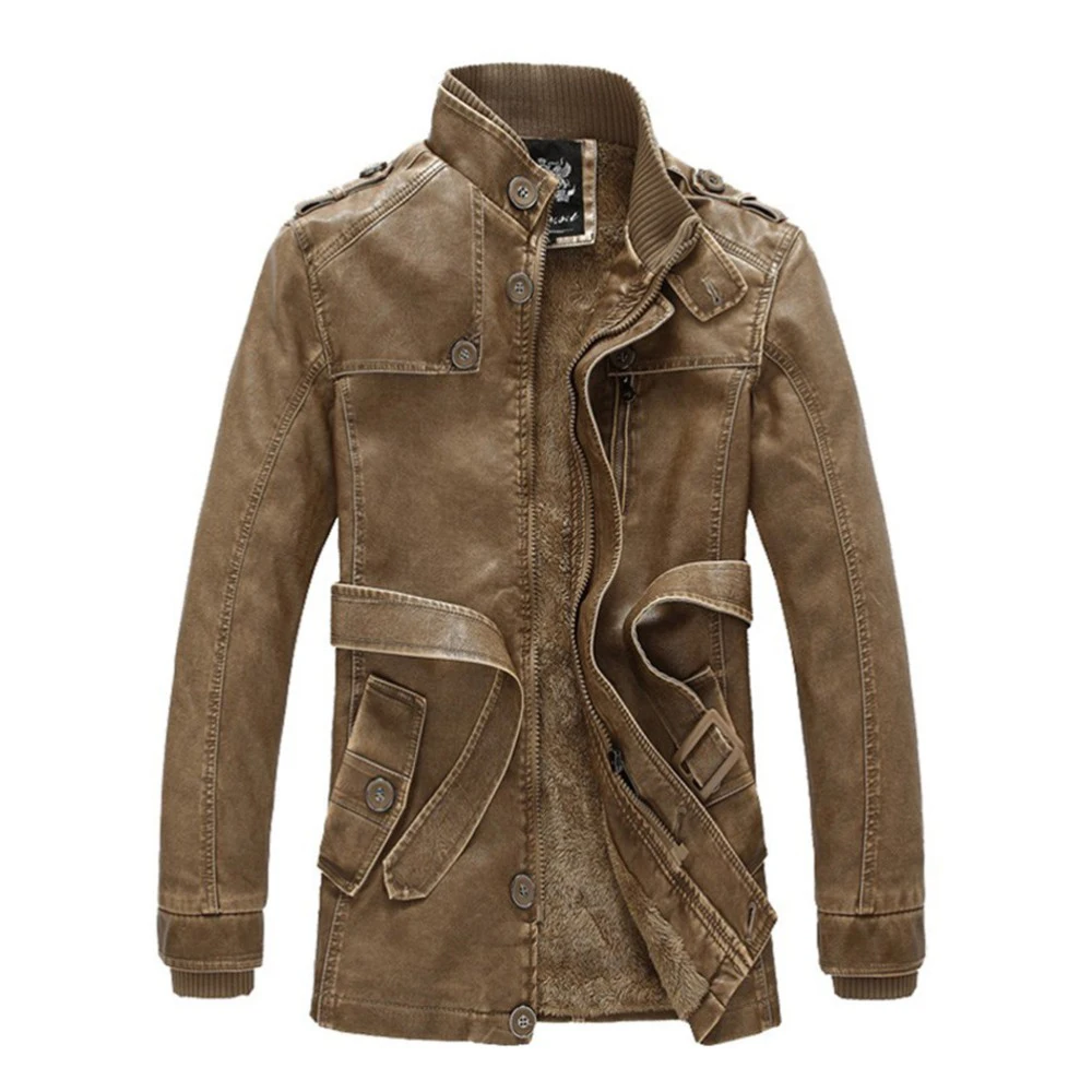 Новинка 2018 мужская кожаная куртка пальто из искусственной кожи Мужская