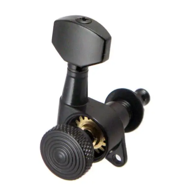 1 Set Closed Acoustic Folk Guitar Tuning Keys Lock Strings 6 Right Black Luthier Supply