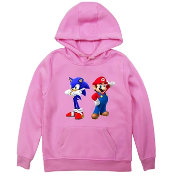 

Kids Boys Girls Sonic Mario Velvet Hoodies Casual Hooded Sweatshirt Toddler Baby Pullovers Tops for Children Christmas Gift
