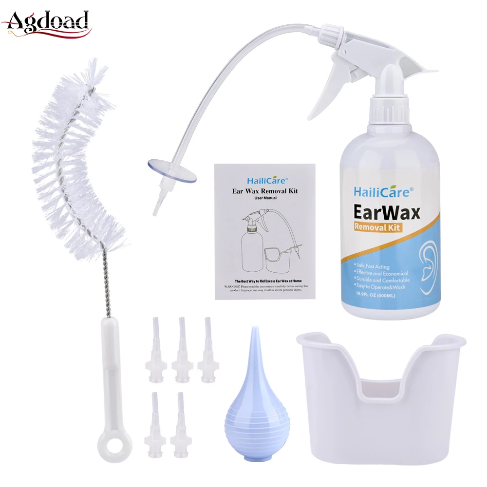 

Ear Wax Removal Tool Kit Ear Irrigation Washer Bottle System Earpick Cleaning Set 5 Replacement Tips Bulb Syringe 300ml 500ml