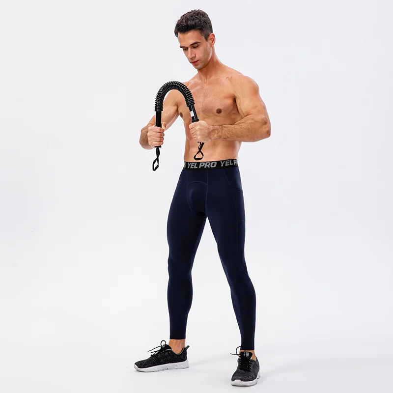 Men Compression Pants Autumn Winter Sports Fitness Running Pants  Basketball Workout Tights Gym Training Leggings With Pocket 6