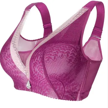

Women Super Plus Size Bra Big Cup Large Lingerie Lace Push Up Bras For Women Boob Tube Top C D E Bra Black purple 110 115 120