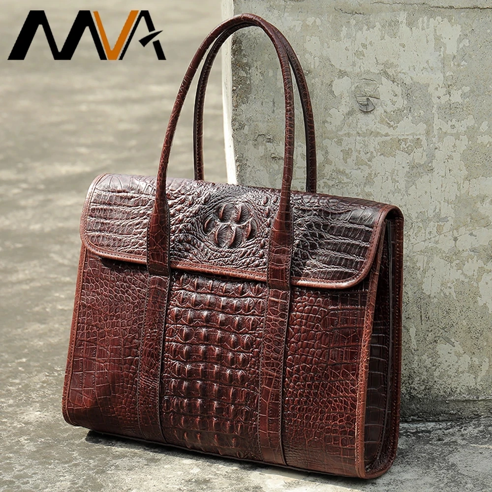 

MVA men briefcase leather computer bag office bag handbag messenger bag crocodile pattern luxury high-end men bag free shipping