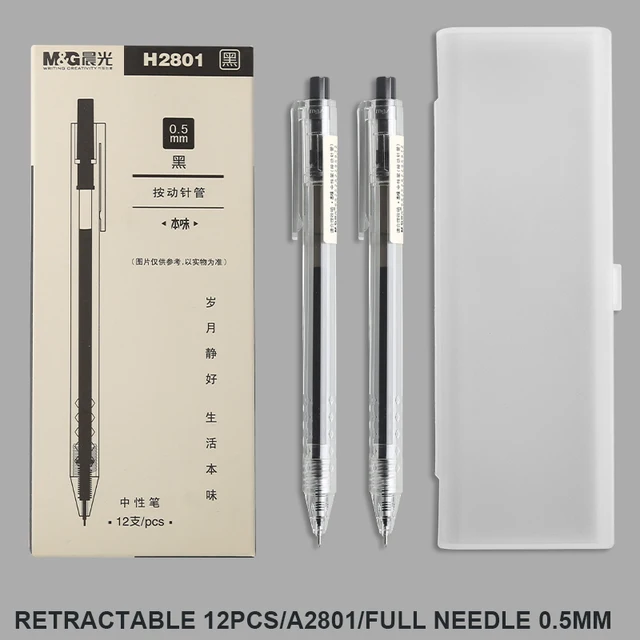M&G Neutral Gel Pen  0.35mm/0.5mm black signature pen ultra fine Needle/Bullet Point Japanese simple Gel Pen H2801 12PCS