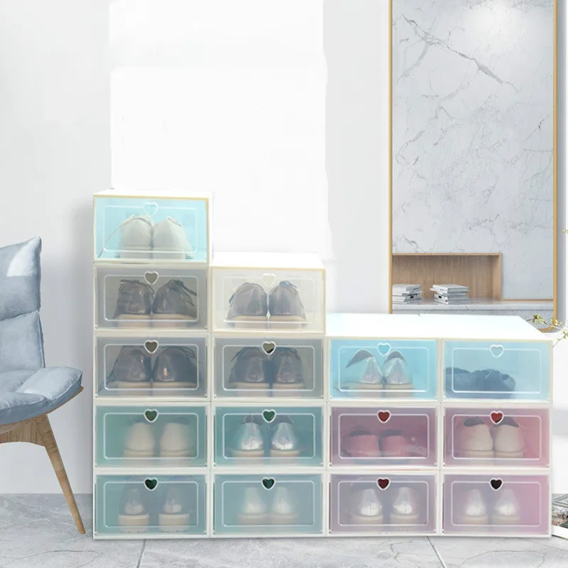 

Plastic DIY Shoe Box Thickened Transparent Dust Proof Shoe Storage Box Stackable Combination Shoes Cabinet Closet Organizer 1PC