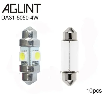 

AGLINT 10PCS 31mm Festoon C5W LED Car Bulbs 5050 SMD 4Chips For Car Interior Door Dome Reading Light DC 12 Volt White