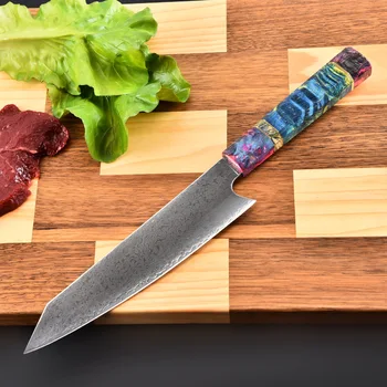 

Damascus 8'' Chef Knife Japanese VG10 Core Steel Blade Kitchen Knives Solidified Wood Handle Sharp Meat Cutter Slicer Tools