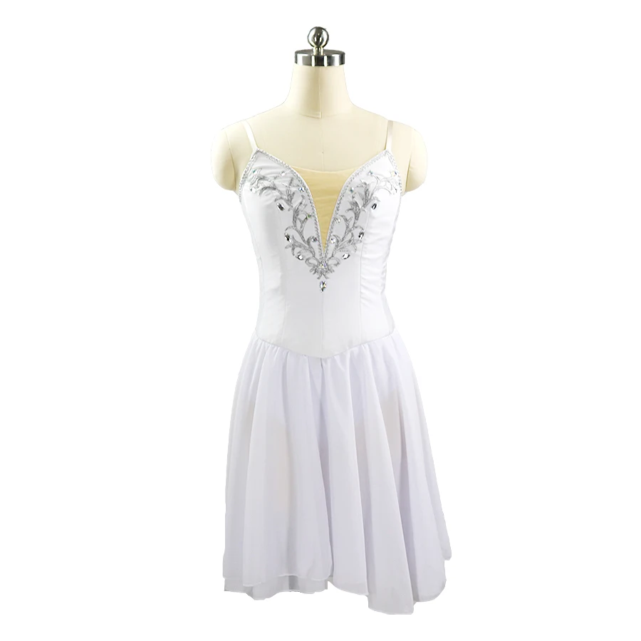 Women Sleeveless Sequin Asymmetric chiffon Ballet Dance Carmen Dress Adult Leotard Ballerina Dance girls modern dance