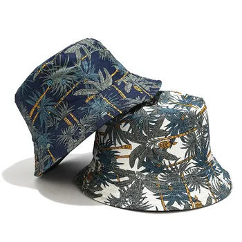 

JAYCOSIN Unisex Bucket Hat Two Side Reversible Coconut Tree Printing Hip Hop Hat For Women Men Cap Summer Fisherman Hat 20FEB12