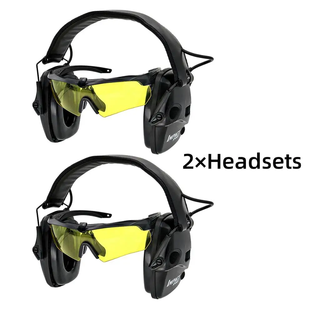 

Tactical electronic shooting headphones anti-noise enhanced earmuffs professional glasses glasses earmuffs foldable