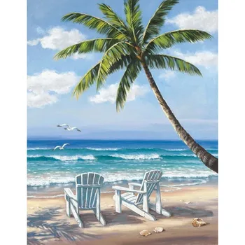 

5D DIY Diamond Painting Beach & coconut trees Scenic Embroidery Full Square Diamond Cross Stitch Rhinestone Mosaic Painting G94