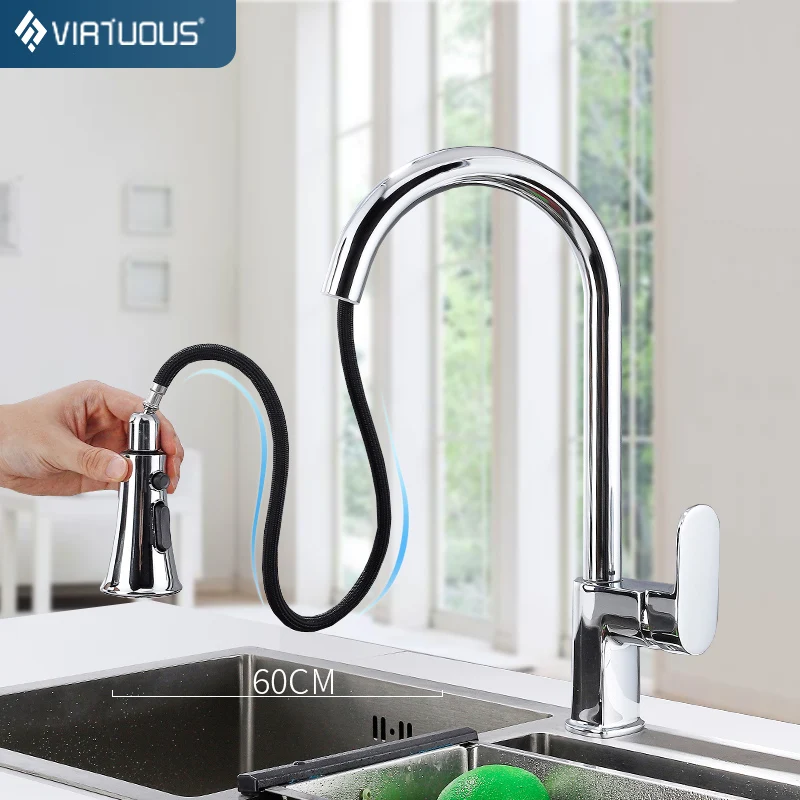 VIRTUOUS CL-T912 смеситель для кухни смесители для кухни 2 режима Распыления Воды Выдвижной поворотный 360 градусов из нержавеющей стали кран и смеситель для кухонной раковины