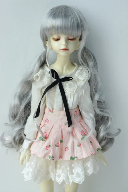 JD337 1/8 1/6 1/4 Pretty Synthetic Mohair BJD Wigs Suit For Size 5-6 Inch 6-7 Inch 7-8 Inch Doll Free Shipping Doll Hair Only Gray SM1002