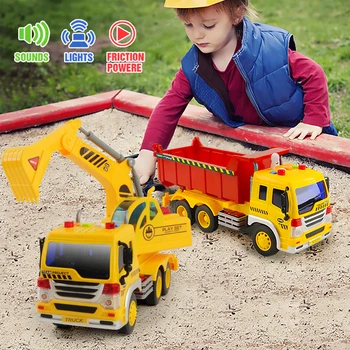 

1:16 inertia literary engineering truck toy model with music and lights early education toy kids birthday Christmas gift