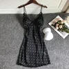 Summer Lace Sexy Dot Nightgown Women Thin Hollow Out Ice Silk Strap Chest Pad Nightdress ► Photo 3/5