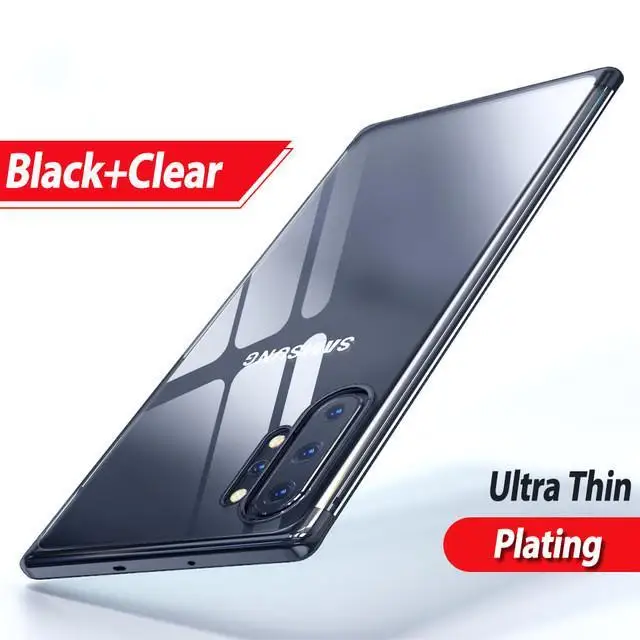 Черный ТПУ для телефона с покрытием чехол для samsung Galaxy A80 A90 A70 A60 A50 A40 A30 A20E A10S A20S A30S A50S обратите внимание; размеры 9 и 10 Note10 Pro Прозрачный чехол для телефона - Цвет: Черный