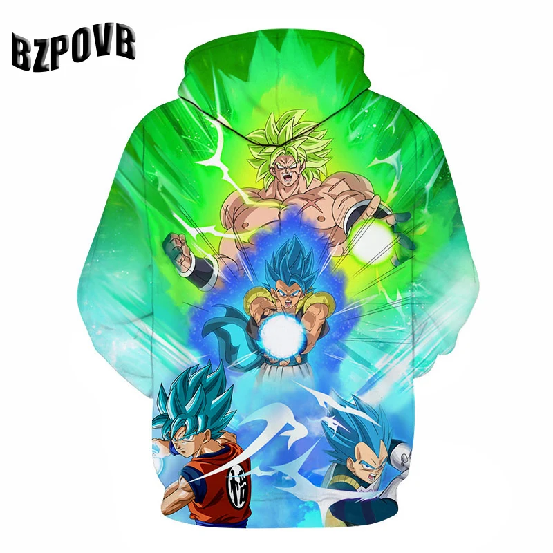 Dragon Ball Супер Broly 3D толстовки Толстовка мужская мода мультфильм аниме Печатный пуловер с круглым вырезом длинным рукавом Толстовка уличная