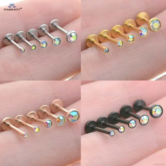 6 Orecchini Per Cartilagine 16G - Con CZ, Luna, Cuore, Foglia, Per Elice, Trago E Labret - Foto 7